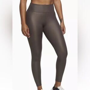 Nike One Women Iron Stone Faux-Leather Mid-Rise 7/8 Leggings (DC7174-004) XL